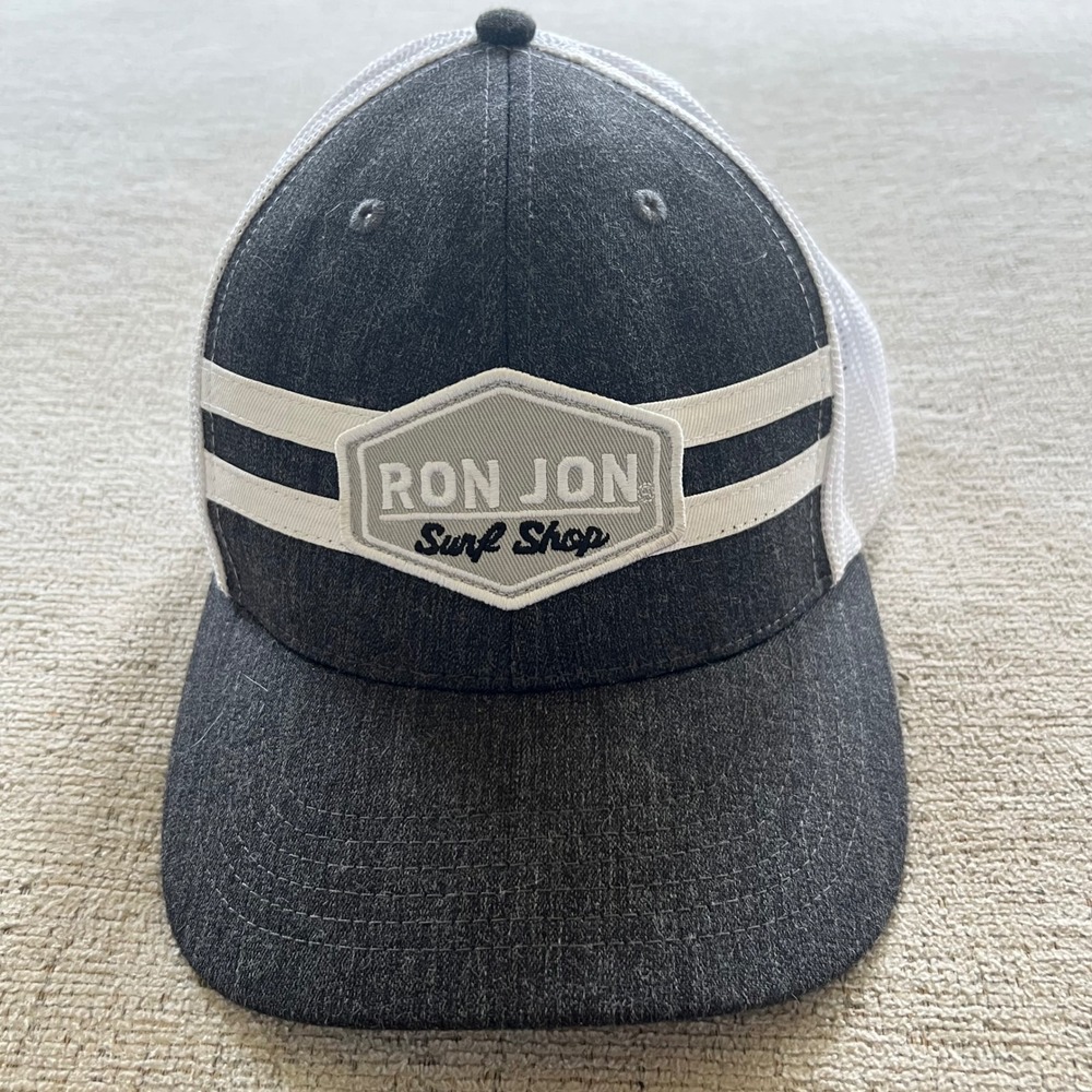 Ron Jon Surf Shop Trucker Hat Charcoal Grey‎ White Mesh Snapback Baseball Cap